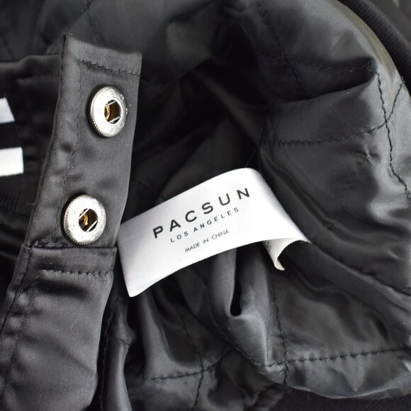 Unisex Pacsun Athletics Varsity Bomber Jacket Embroidered Streetwear XS/S Black - Picture 13 of 13